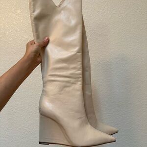 Chic Cream Heeled Boots for Women